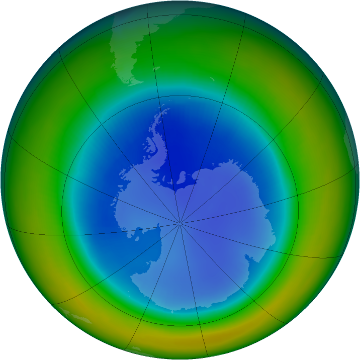 Antarctic ozone map for August 1996